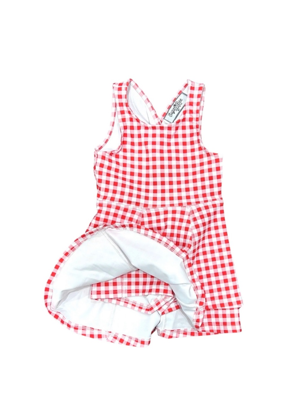 NWOT Red and White Gingham Tank Skater Active Dress